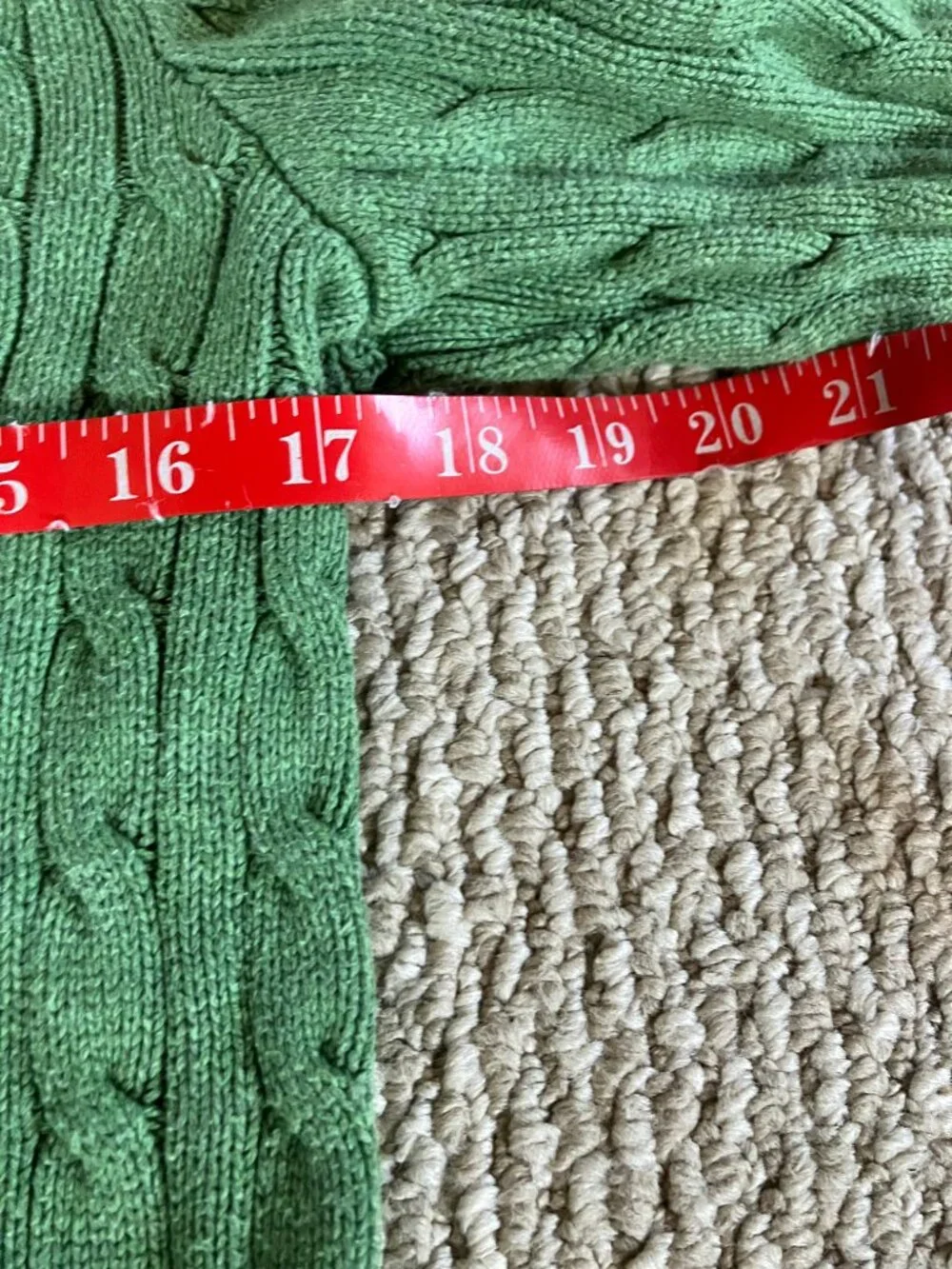 Polo Ralph Lauren Boys Green Cable Knit Sweater L (14-16) 100% Cotton